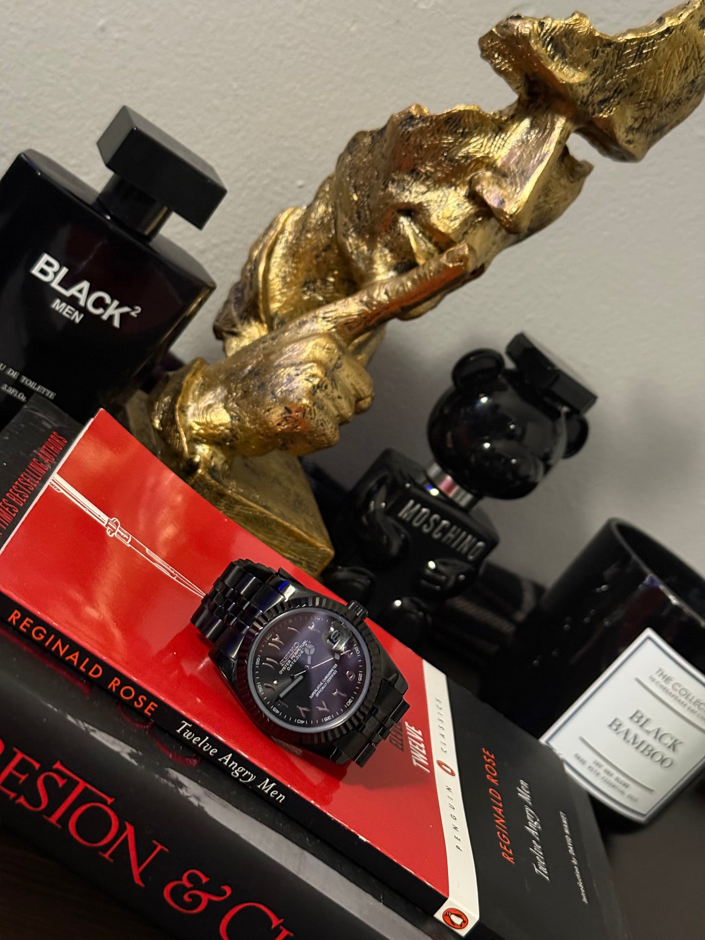 Seiko mod black Arabic dial